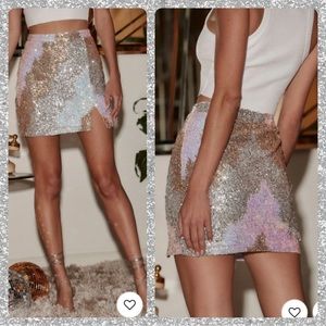 12th Tribe Genevieve Ivory Multi Sequin Mini Skirt